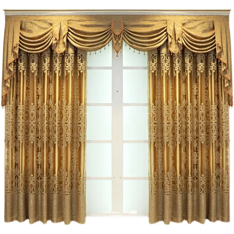 Living Dining Room Bedroom Curtains High-end Luxury European Embroidery Gold Door Window Room Decor Customize