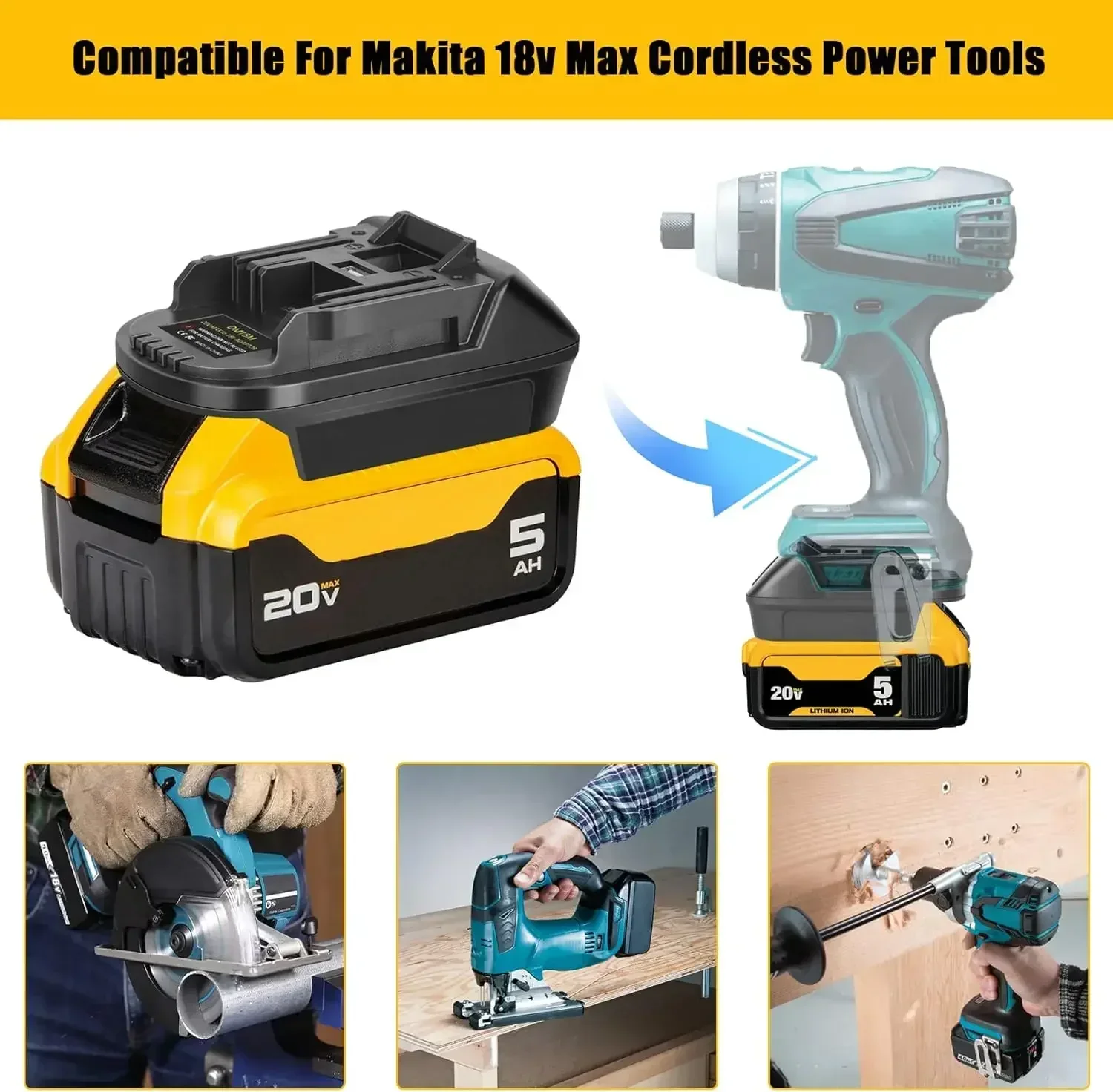 밀워키용 리튬 이온 배터리 어댑터, Dewalt 18v 20v, Makita Bl1830 Bl1850 배터리로 변환, DM18M 전동 공구