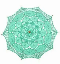 New Lace Parasol Cotton Embroidery Wedding Many Color White/Ivory Sun Umbrella Decorations 001