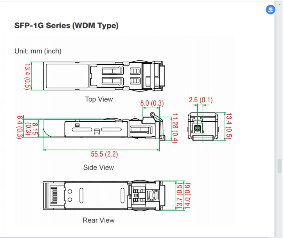 MOXA SFP-1GLXLC-T 1-port Gigabit Ethernet SFP Module