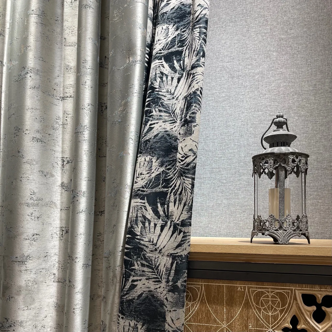 

2022 new American style new Chinese style light luxury French curtain stitching Nordic living room high-end bedroom shading