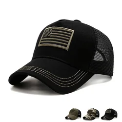 Men's American Flag Camo Mesh Baseball Caps Embroidery Breathable Snapback Summer Outdoor Sports Sun Hat Military Trucker Hat