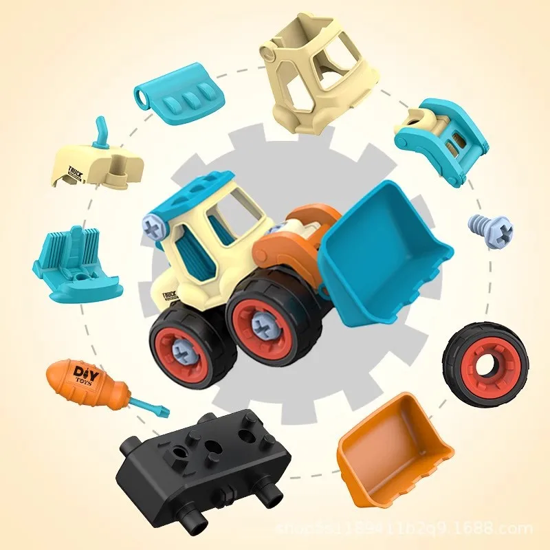 Construction Vehicle Toy Set DIY Engineering Truck Kit Battery-Free Mini Excavator Model Birthday Baby Shower Gift for Boys Kid