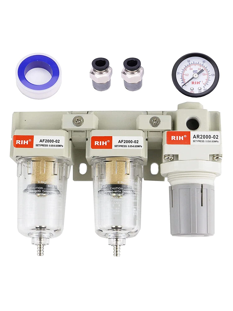 

AC2110-02 Air Drying System Air Compressor Water Separator Semi-Auto Drain Pneumatics Compressed Air Double Filter & Regulator