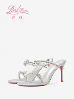 Strass sandales à talons rouge brillant bas marque de luxe creux 2025 élégant talons hauts Sexy Slingbacks dames chaussures femmes chaussures 2