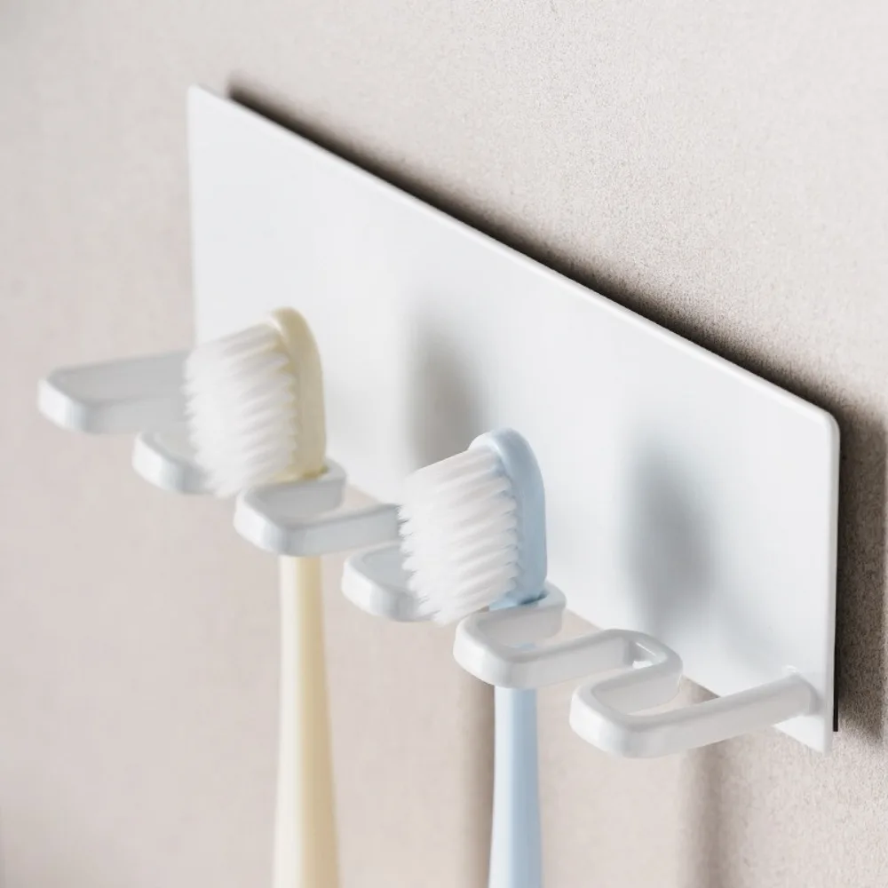 5 Slots Toothbrush Storage Rack Self-adhesive Wall-mounted Toothbrush Organizer Metal Durable Toilet Hanger Shelf Bathroom toothbrush holder,bathroom storage rack