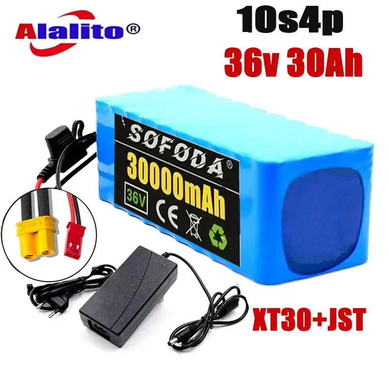 

36V 10S4P 30Ah 18650 high-capacity power 42V750W 1000W lithium battery pack for ebike electric car bicycle scooter belt 30A BMS