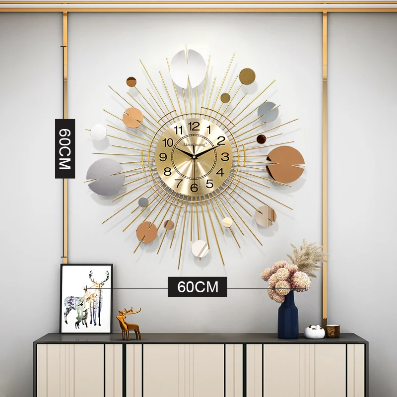 

Silent Mechanic Wall Clocks Luxury Hanging Living Room Decoration Art Wall Clocks Modern Living Room Relojes Mural Clock AA50WC