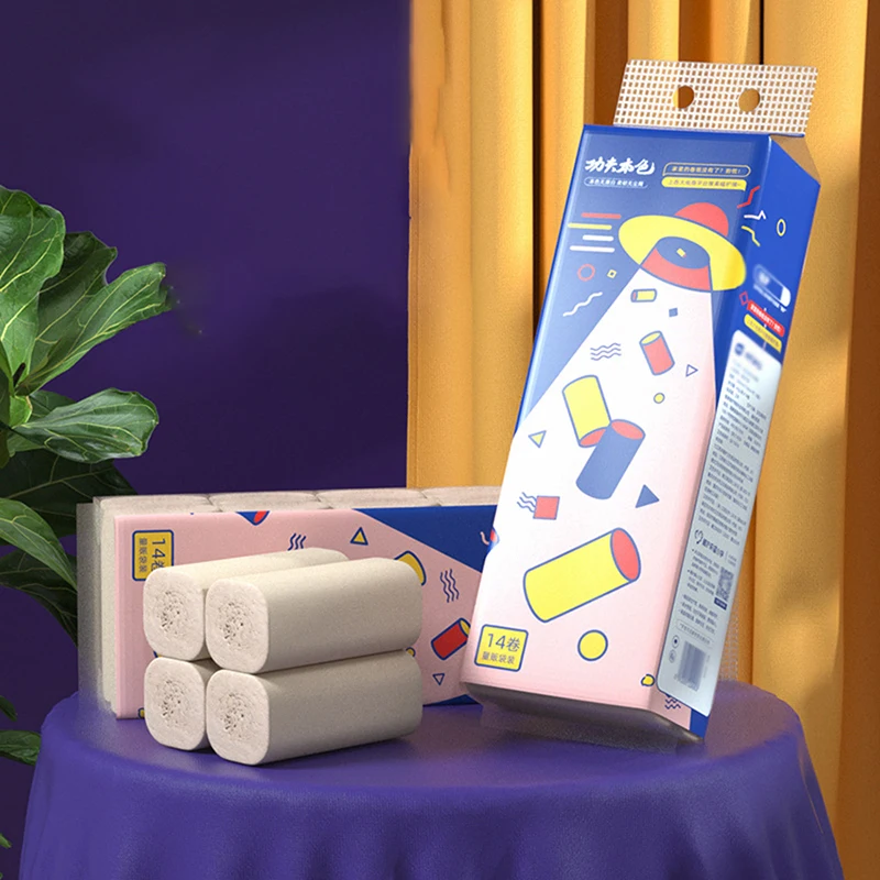 14 Rolls 4-Ply Toilet Paper Soft Coreless Roll Paper Thickened Native Wood Pulp Toilet Sanitary For Home Office