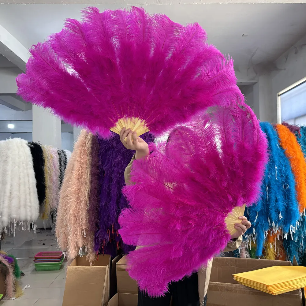 1/2PCS Colorful Ostrich Feather Large Fans Craft Beautiful Hand