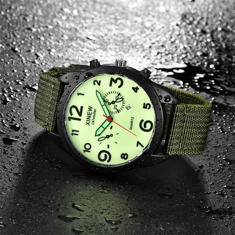 Men Genuine XINEW Brand Cheap Watches Casual Nylon Band Army Sports Date Quartz Watch Black Erkek Barato Saat Montre Homme 2024