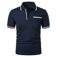 Nouveaux hommes à manches courtes polos couleur unie t-shirt style décontracté été à la mode respirant ample basique épissure poches supérieures hommes chemises 2