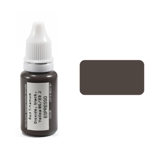 15ml Tattoo Ink Set Permanent Makeup Eyebrow Lips Eye Line Tattoo Color Microblading Pigment for Body Beauty Tattoo Art Supplies ESPRESSO