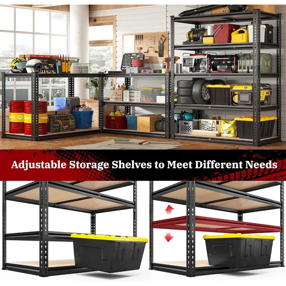 2500LBS Garage Shelving 72''H Storage Shelves Heavy Duty Shelving 5 Tier Metal Shelves for Garage Shelves Adjustable Shel 6