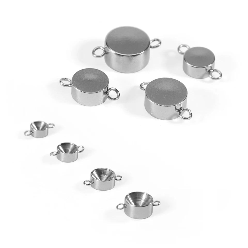 Uxcell 20Pcs 14mm Stainless Steel Round Pendant Trays - DIY Jewelry Making Cabochon Settings
