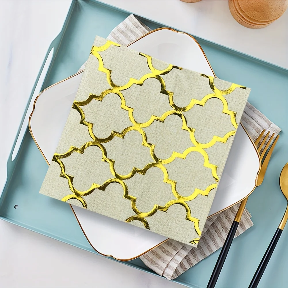 Litght Luxury Hot Stamping Process Napkins No Fragrance Paper Napkin Party Table Setting Paper Cafe Mouth Cloth 20pcs/bag paper napkins,disposable tableware