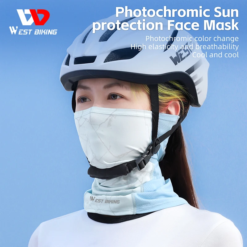 WEST BIKING Summer Cycling Scarf UV Photochromic Pattern Bandana UPF50+ Sun Protection Hiking Fishing Mask Cooling Sport Gear