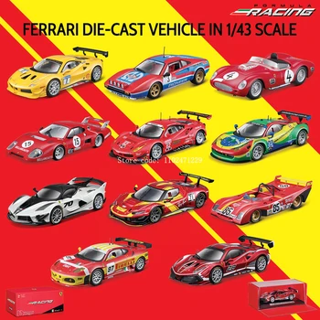 Bburago 1:43 페라리 296 GT3 2022 488 250 512 308 312P 합금 럭셔리 차량 다이캐스트 풀백 자동차 모델 장난감 컬렉션 선물
