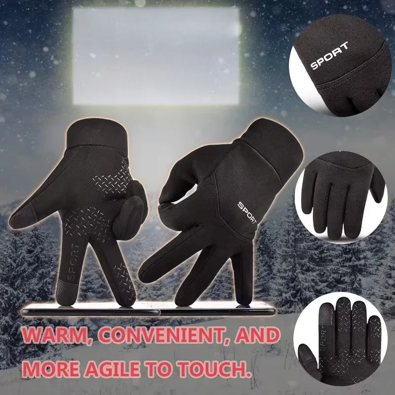 1Pair Men's Warm Gloves, Winter Cycling Gloves, Fishing Gloves, Sports Gloves, Touch Screen Usable