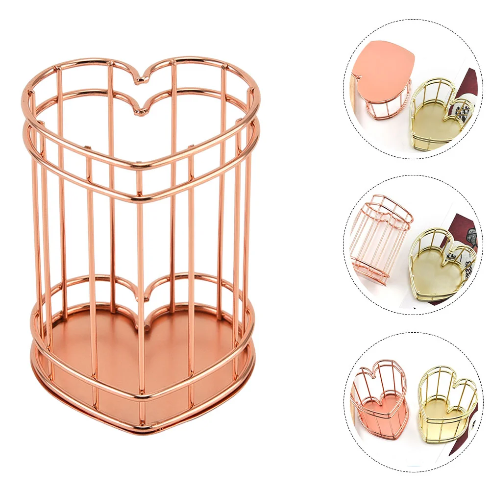 Desk Accessories for Women Iron Heart Pen Holder Containers Office Supplies