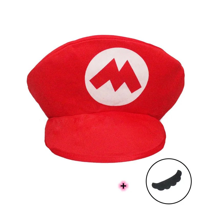 Funny Adult Kids Bors Anime Cartoon Super Game Luigi Cosplay Hats Beard Red Green Cap Party Prop cosplay hats