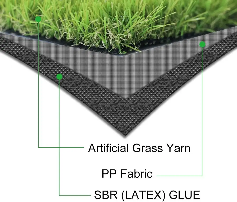 Artificial Grass Turf 3FTX42FT,1,38inch 4 Tone Realistic Synthetic Thick Fake Faux Grass Rug Astroturf Carpet Landscape
