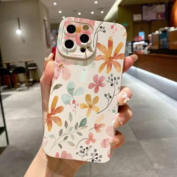 Stylish Cute Spring Flower Phone Case For iPhone 16 15 14 13 12 11 Pro Max XS X XR 7 8 Plus SE2 SE3 Shockproof Soft Bumper Cover