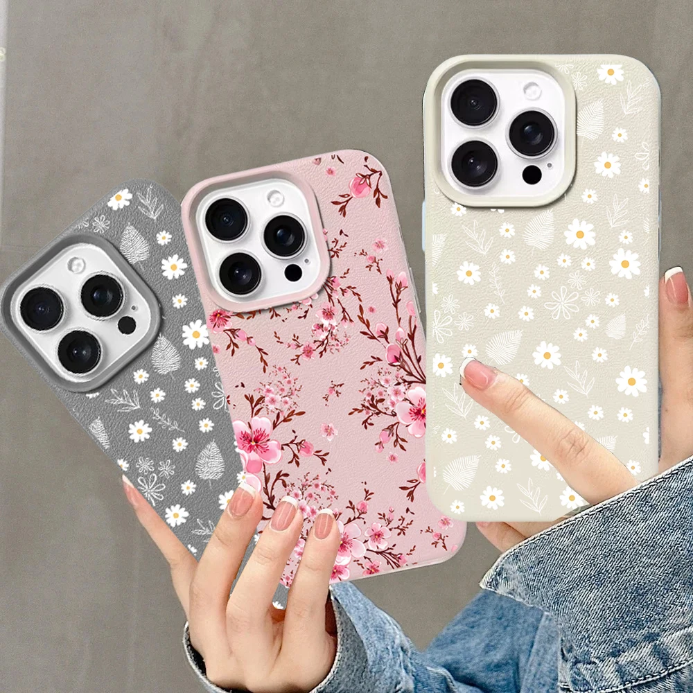 Elegant Daisy Blossom Leather PU Phone Case Cover
