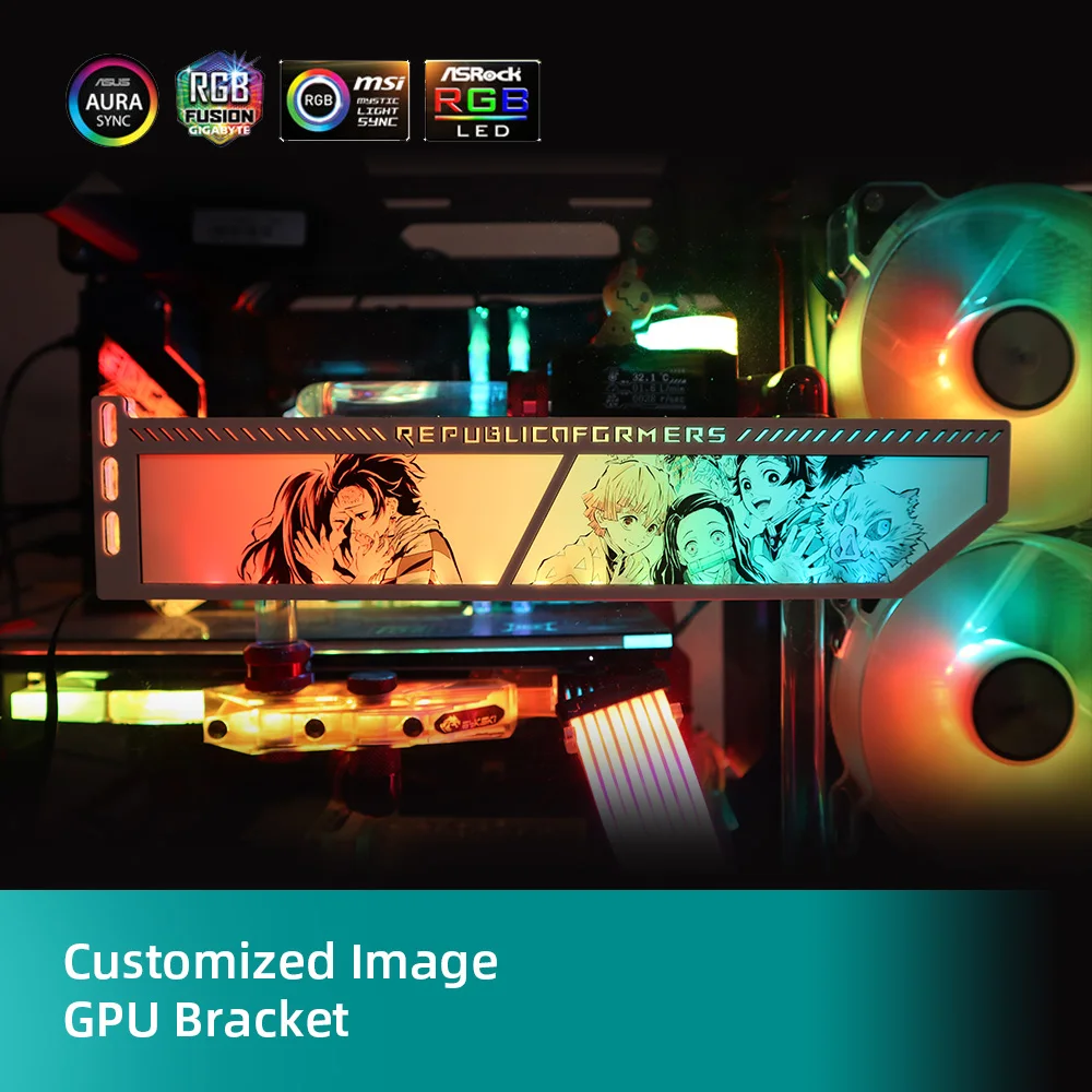 Diy Colorido Gpu Bracket Titular Vga Qualquer Foto Suporte a Placa de Vídeo Personalizar 5v 12v Rgb Aura Sync Mod Designs Personalizáveis - Imagem 2