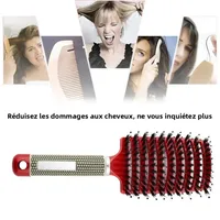Brosse à cheveux peigne de Massage du cuir chevelu brosse à cheveux poils de sanglier en Nylon femmes humide bouclés démêlant brosse à cheveux Salon de coiffure outil de coiffure 5