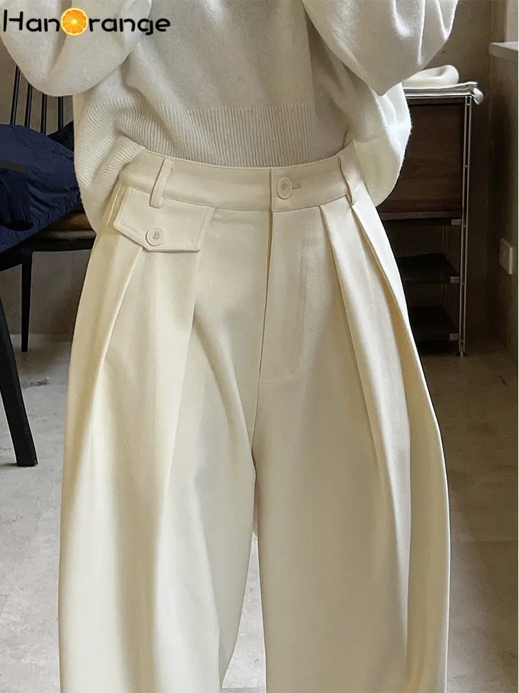HanOrange 2025 Winter Simple Casual Wide Leg Pants Women