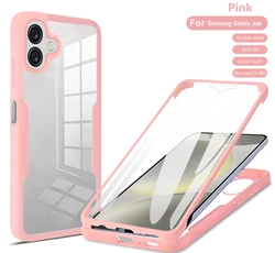 Shockproof Clear Case with 360° Camera Lens and Screen Protection - Plastic (Pink)