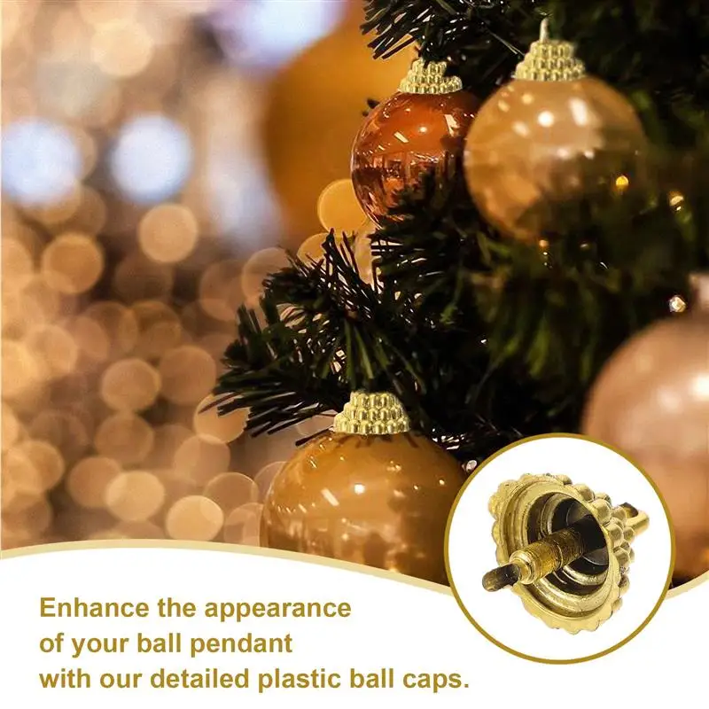 Christmas Decorations 150 Pcs Christmas Ball Cap Golden Diy Hanging Balls Creative Balls Accessory Ball Pendant End Cap Festive Party Supplies christmas decorations