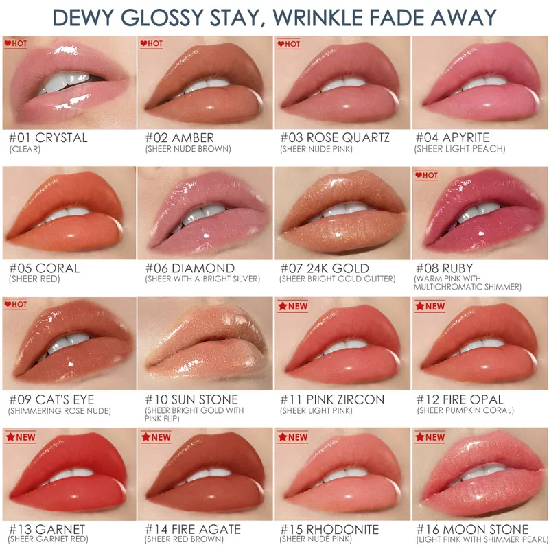 Lip Makeup Lip Glaze Lip Tint Lip Gloss Lip Lacquer FOCALLURE Makeup Lip Gloss Moisturizing Long Lasting Juicy Jelly Lip Tint 16 Colors Shiny Transparent Lipgloss Women's Cosmetics