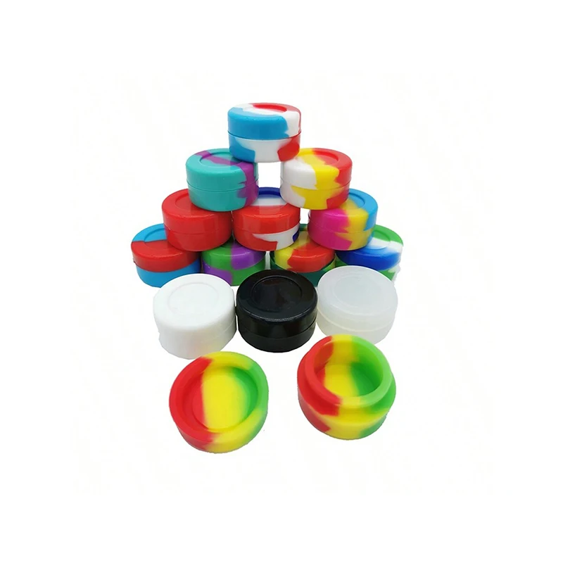 Nonstick Silicone Container Jar 3ML Oil Wax Storage Box Travel Face Cream Jar Liquid Cosmetic Ointment Container 5/10pcs