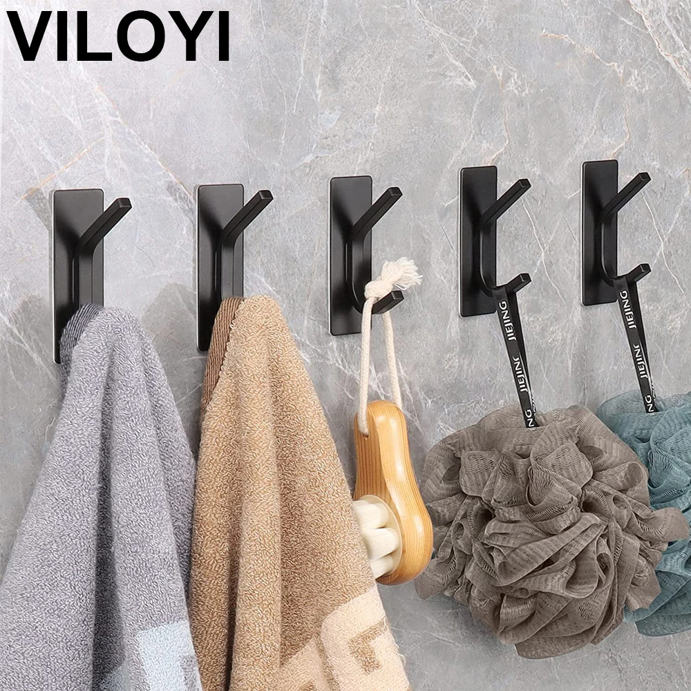 VILOYI Stainless Steel Bathroom Towel Hooks No Drilling Rustproof Coat