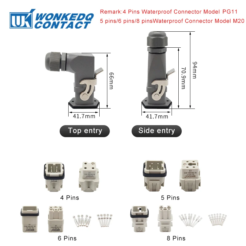 HA Heavy Duty Connector Kit 4/5/6/8 Core Pins Male&Female Insert Plug HDC-HA Rectangular Waterproof Industrial Aviation Socket 3