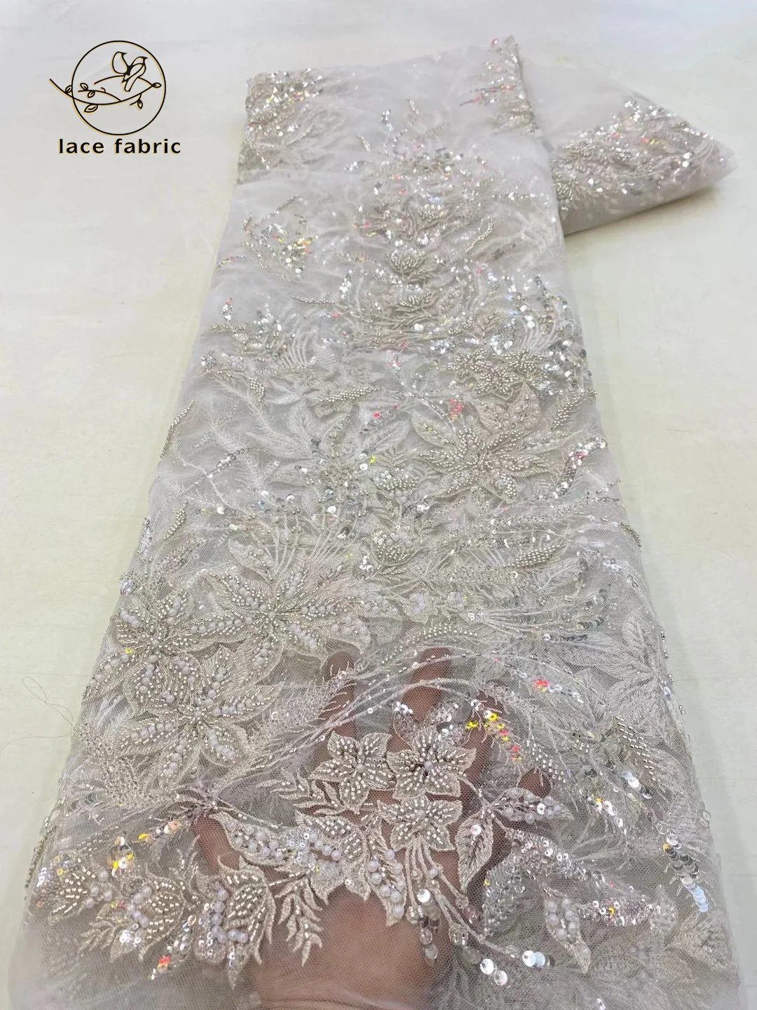 African Lace Fabric Sequins Beaded Embroidery Groom Nigerian Bridal French Tulle Lace Fabric Wedding Party lace fabric