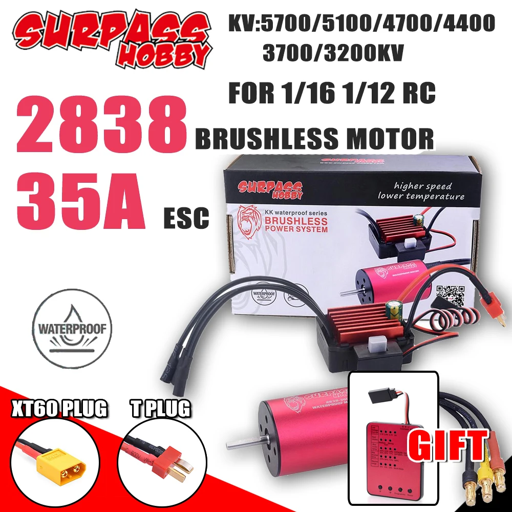 SURPASS HOBBY комбинированный 2838 бесщеточный двигатель водонепроницаемый 35A ESC T/XT60