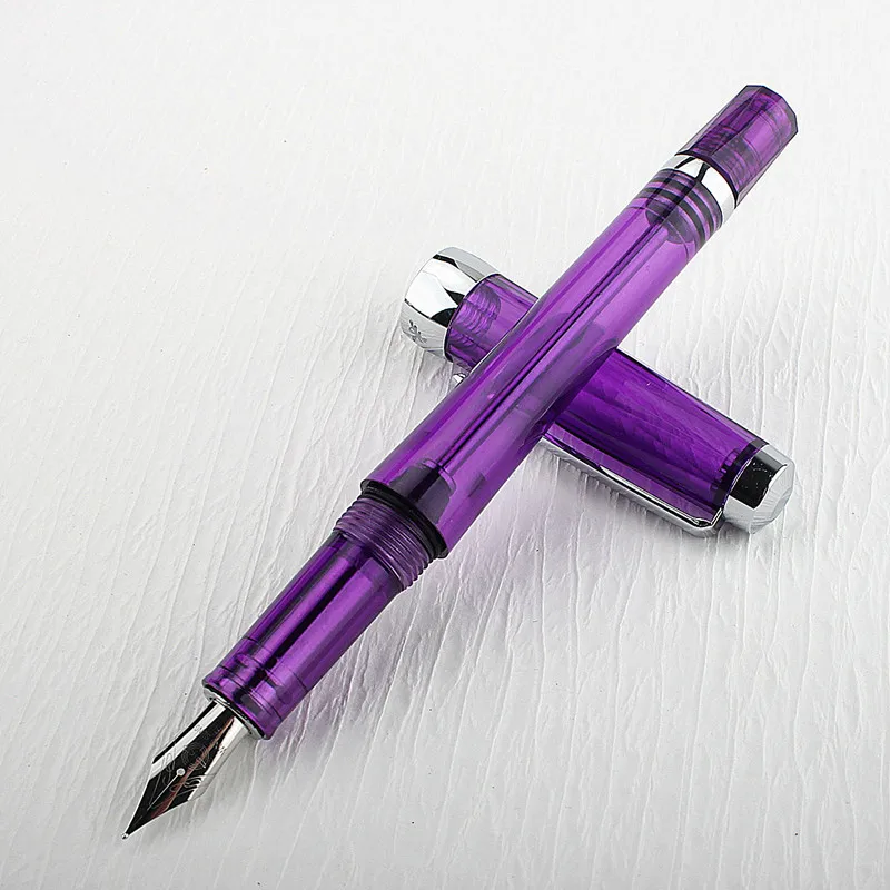 Yongsheng 013 Vacuum Filling Fountain Pen Acrylic Transparent Ink Pen Clear Section EF/F/ Nib Office Business Gift Pen 3