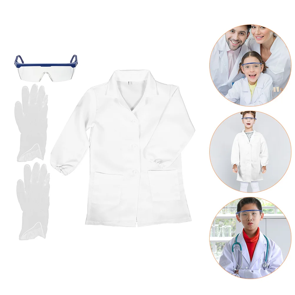 

1 Set Kids Doctor Coat Scientist Glasses Gloves Role Play Props Party Favors