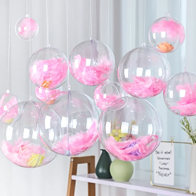 5-10CM Christmas Transparent Ball Plastic Fillable Bauble Xmas Tree Hanging Ornaments Decoration for Home Wedding Party Gift Box for christmas decorations