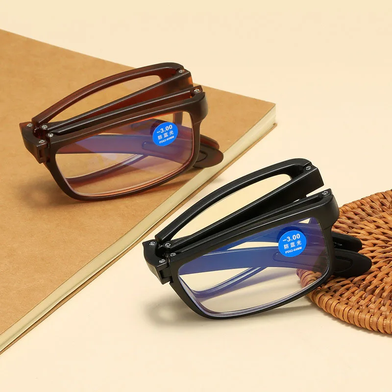 2024 Foldable Ultra Light TR90 Myopia Glasses Fashionable Unisex Portable Eyewear with Box Men Women Finished Myopia Glasses 3