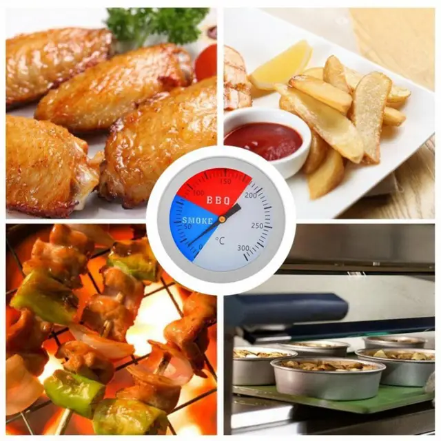 0-300 ° 304 Rozsdamentes Acél Sütő Hőmérő Mérőműszer Bbq Grill Fa Dohányzó Faszén Hőjelző Hús Sütőmérő - Image 6