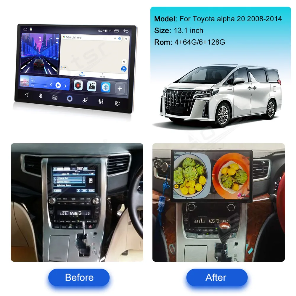 

13.1" Android For Toyota Alpha 20 Series 2008-2014 Car Radio DVD Multimedia Video Player Stereo Auto GPS Navigation Carplay DSP