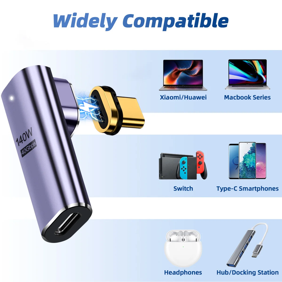 USB Adapter USB Adapter Cable USB Cable Adapter Conversion Cable Adapter 24Pins USB4.0 Magnetic Adapter Type C OTG 140W For Macbook Pro Xiaomi Samsung 40Gbps 8K@60Hz USB C Fast Charge Magnet Converter