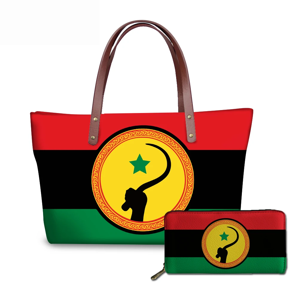 FORUDESIGNS Large Capacity Handbag Wallet Afro American Pan African UNIA Flag Handbag Women's High Fashion Bucket Bags