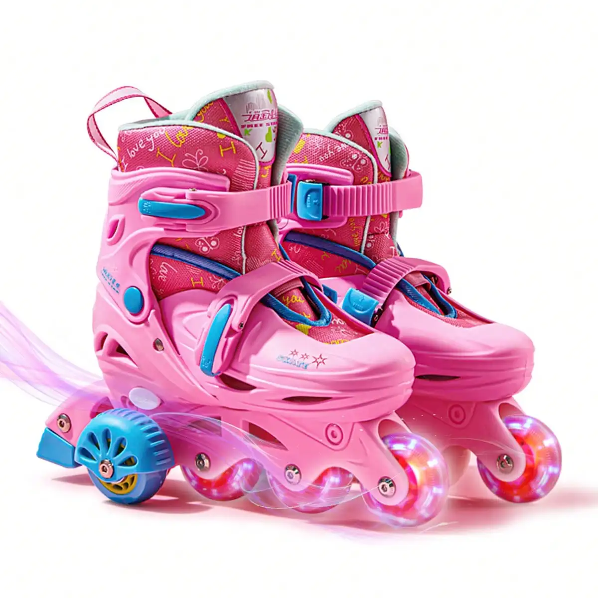 "Xiaoyao Star Beginner's Assisted Inline Skates with Safety Balance Wheels, Skate Shoes Set for