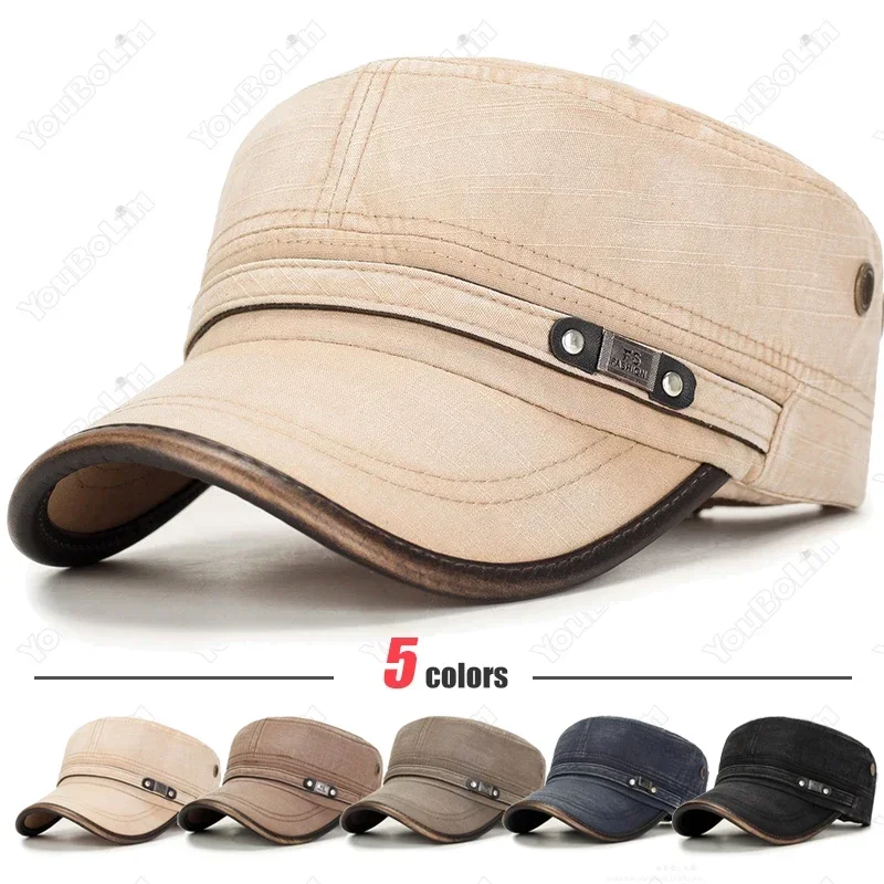 

Brand New Men Women Washed Distressed Cotton Adjustable Flat Top Cadet Cap Fashion Classic Unisex Outdoor Casual Sport Cap