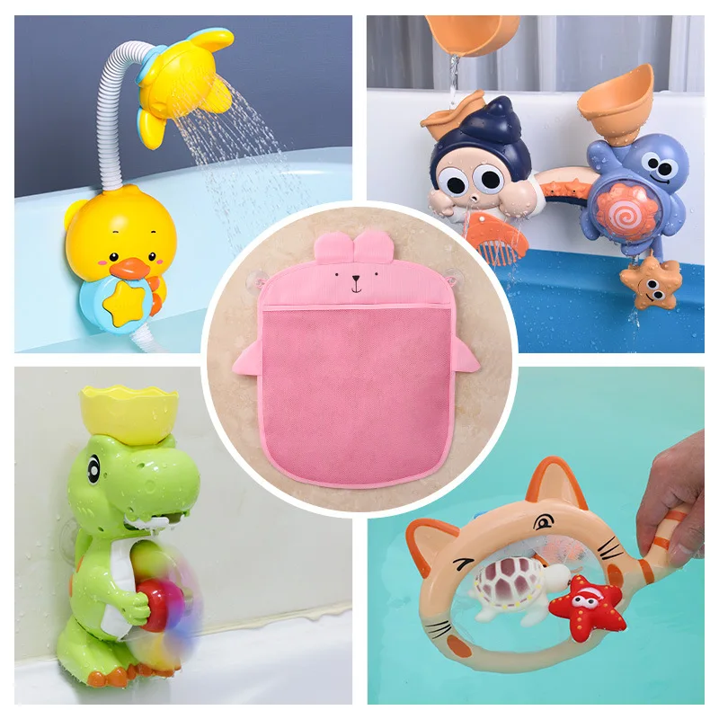 Baby Bath Toys Dinosaur Animal Mesh Net Toy Storage Bag Strong Suction Cups Bath Game Bag Bathroom Organizer Water Toys for Kids 2